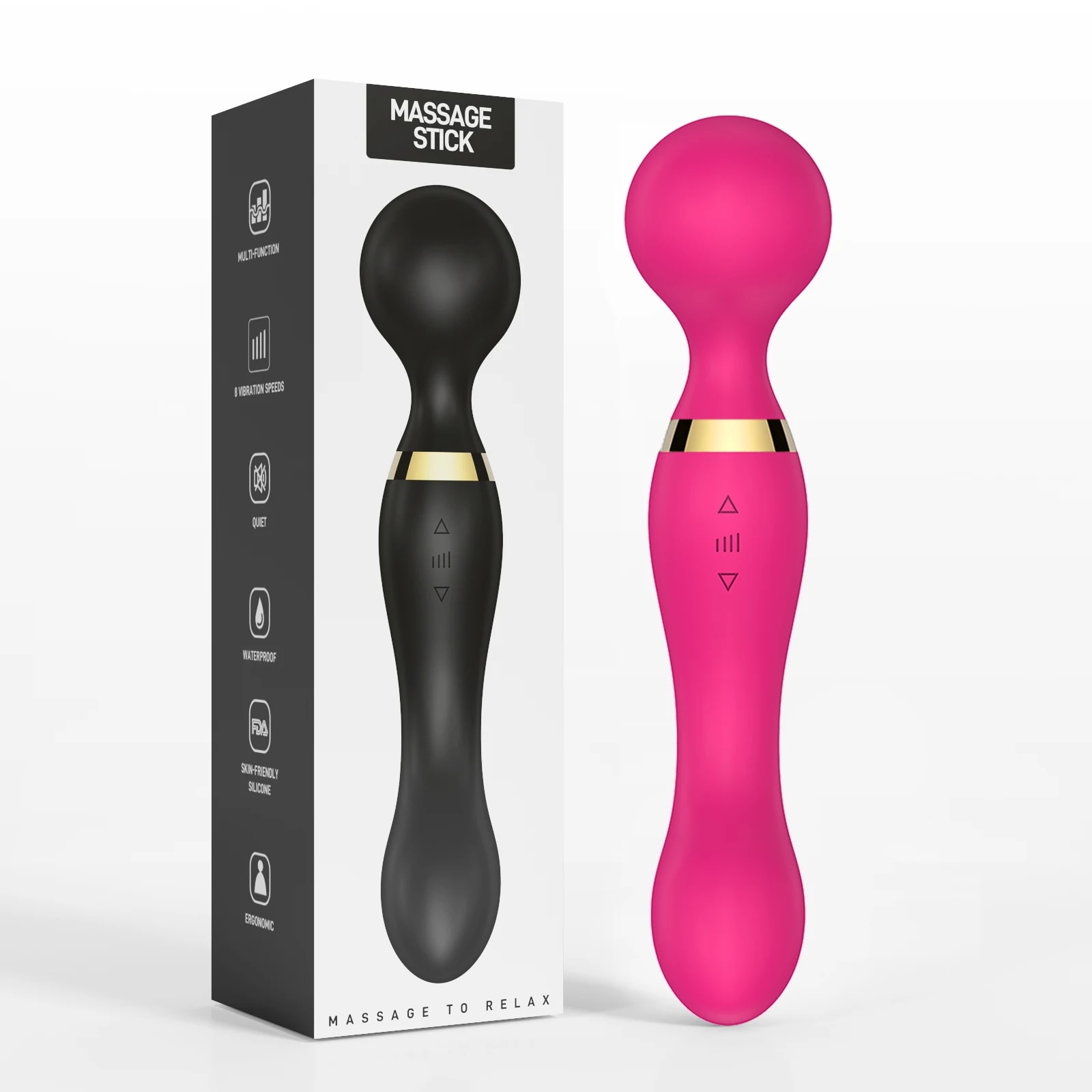두피 마사지 여성용 AV 쇼킹 진동기 듀얼 헤드 디자인 강렬한 쾌감 관능적 : 화이트벨라