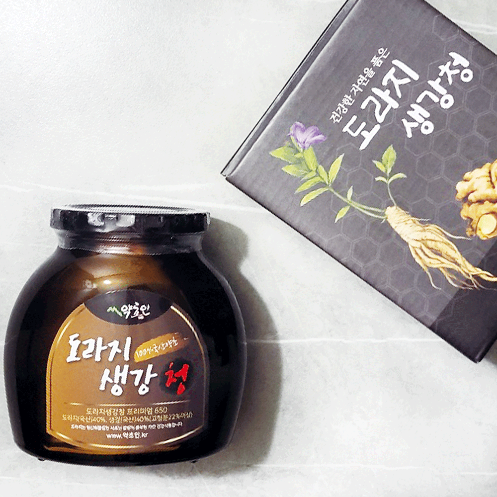 약초인 국내산 도라지생강청 650g 국산 도라지차 생강차용 : 약제천궁