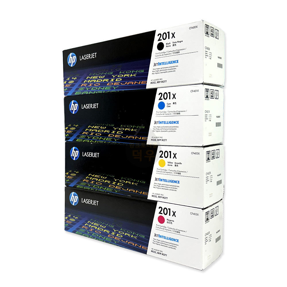 HP 201X (대용량)정품토너(무료배송) 4색세트(CF400X 검정+CF401X 파랑+CF402X 노랑+CF403X 빨강) M252, MFP M277 : 잉크토너몰 덕우