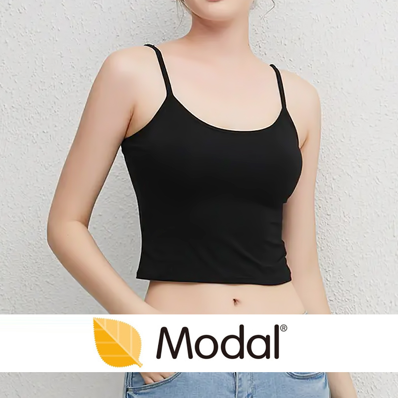 모달 크롭 노브라티 브라탑 캡나시 심리스브라 : 그리니치 요가복