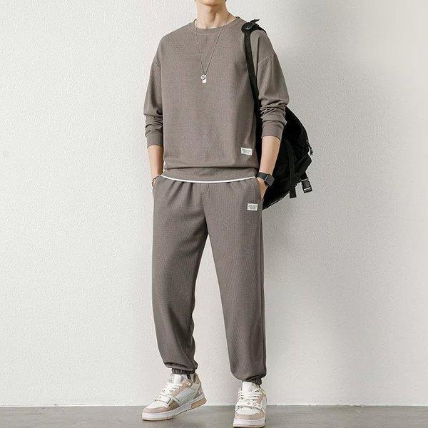 4XL 5XL 빅사이즈 심플 무지 단톤 남자 트레이닝복 세트 헬스장 운동복 짐웨어 셋업 홈트 조거팬츠 맨투맨 : 더웨일즈