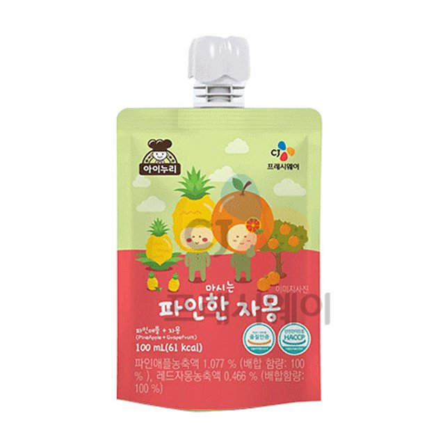 아이누리 마시는 파인한자몽 100ml x 40개 : 그린푸드마켓