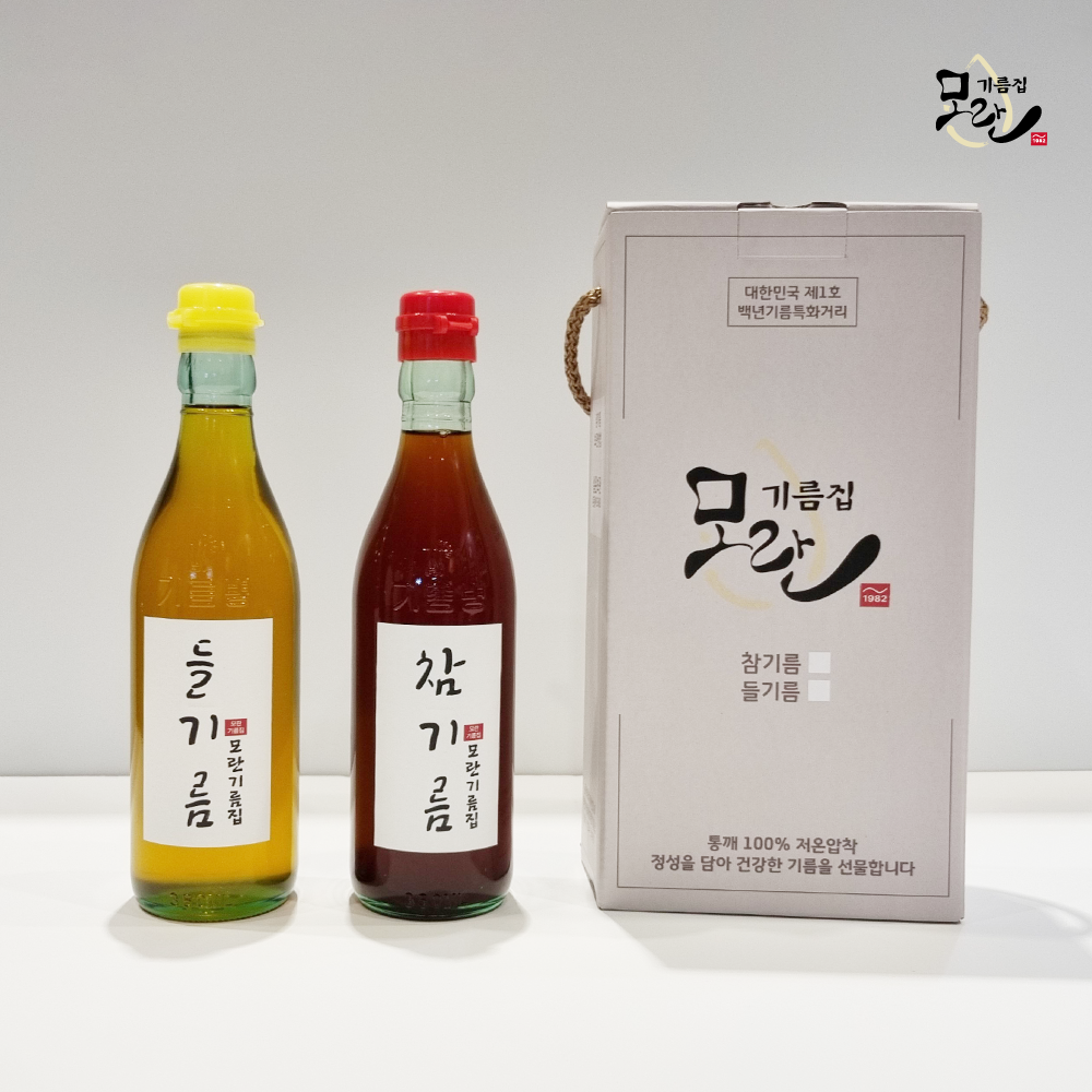 모란기름집 당일착유 통들깨 통 참깨 참기름 들기름 선물세트 답례품 2구 4구 350ml : 모란기름집