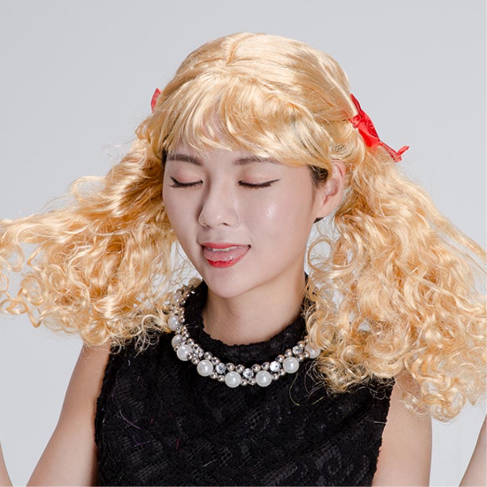 뽀글 파마머리 양갈래 노래방가발 컬러 역할극 여장 코스프레 스티커사진관 분장 : IMPACT OULET