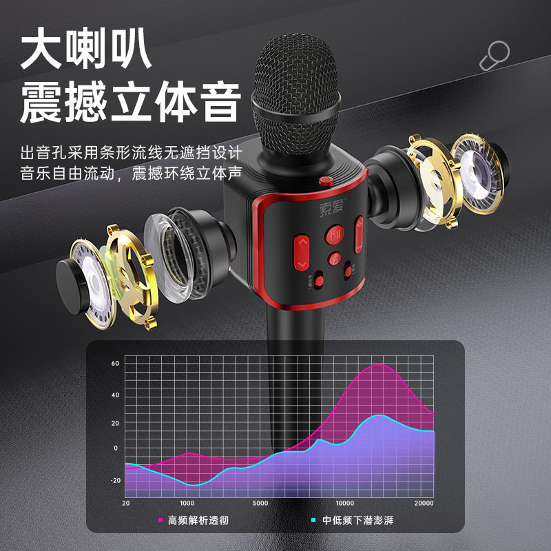 블루투스 무선마이크 소니 Ai 마이크 오디오 통합 전체 사람들 휴대 전화 무선 노래 노래방 집 : 이안프렌즈