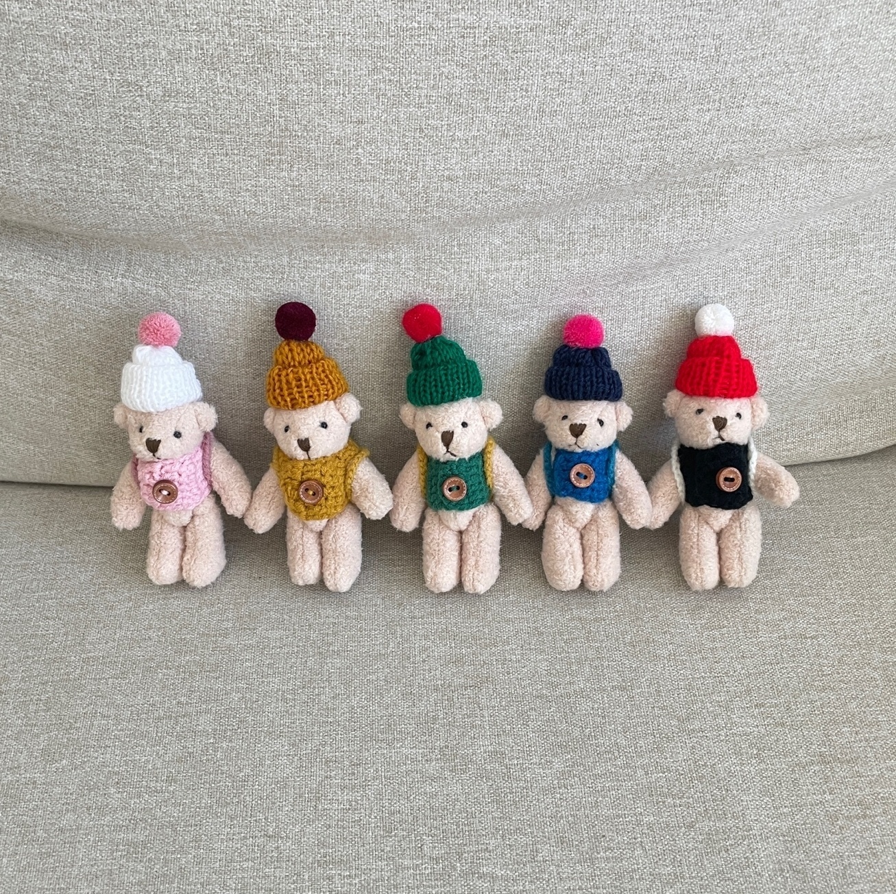 학교가는 배낭 맨 모자 곰돌이 인형 키링(5color) 니트 가디건 가방 백참 백꾸 : 러브유어클로젯