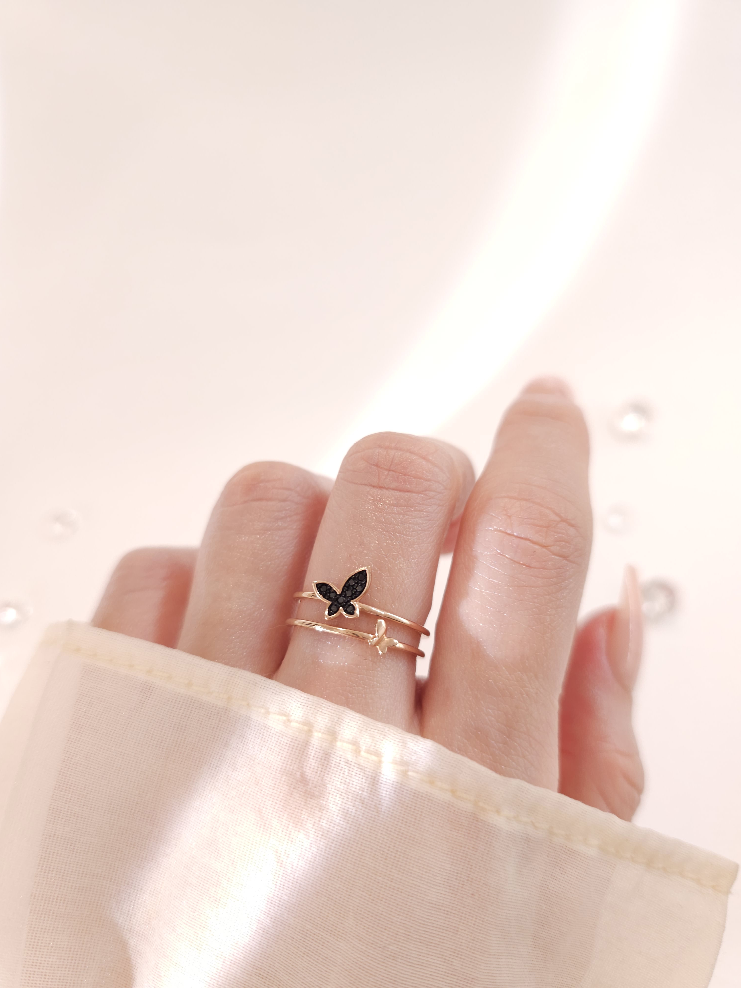 14k 18k 두줄 나비 반지 오픈 우정링 : 디어링 DearRing