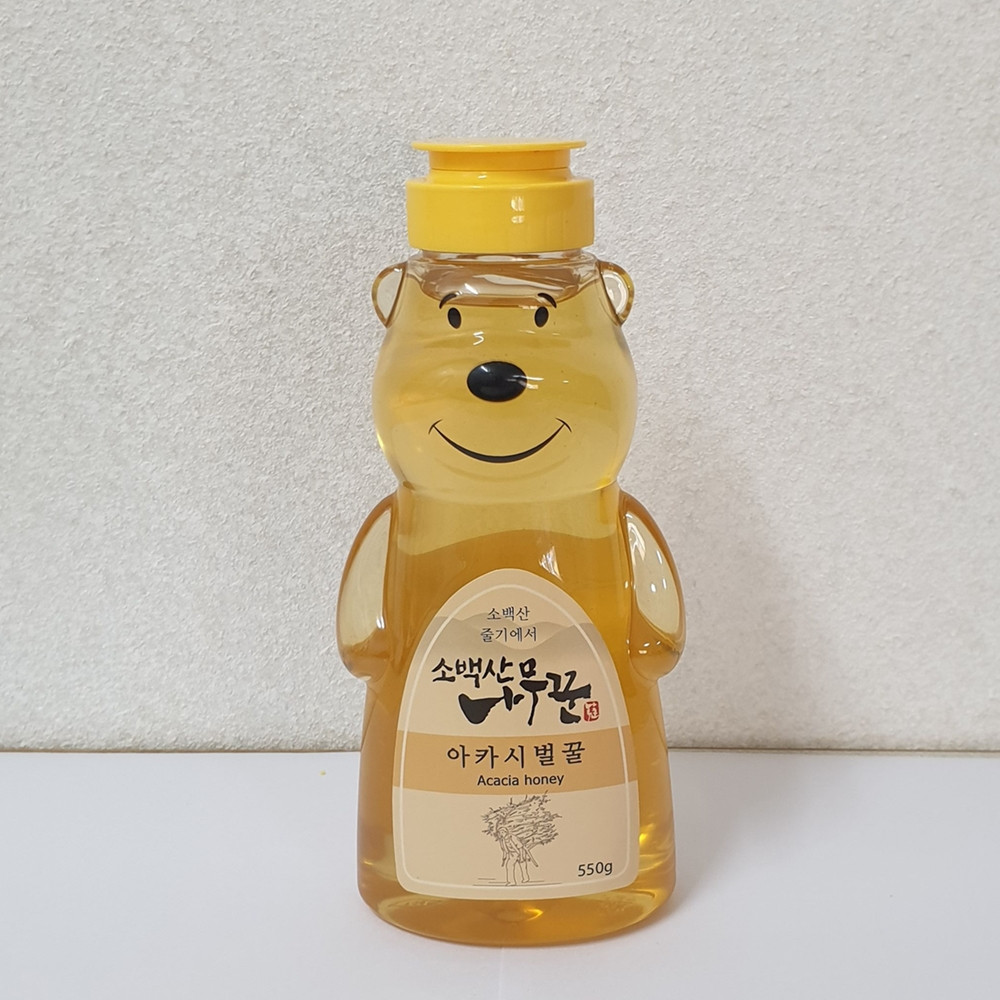 [소백산나무꾼벌꿀]소백산 자락에서 생산한 천연 아카시아꿀 550g 곰돌이벌꿀 무설탕 벌꿀 : 사이소 경북고향장터