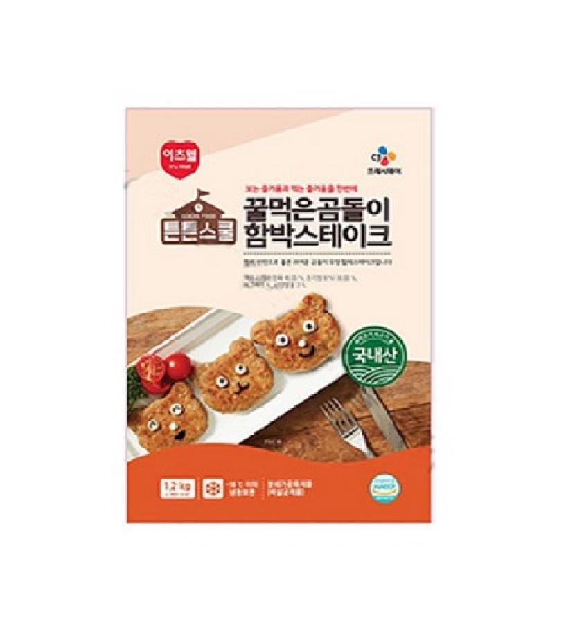CJ 튼튼스쿨 꿀먹은 곰돌이 함박스테이크 1.2kg x 10개 : 그린푸드마켓