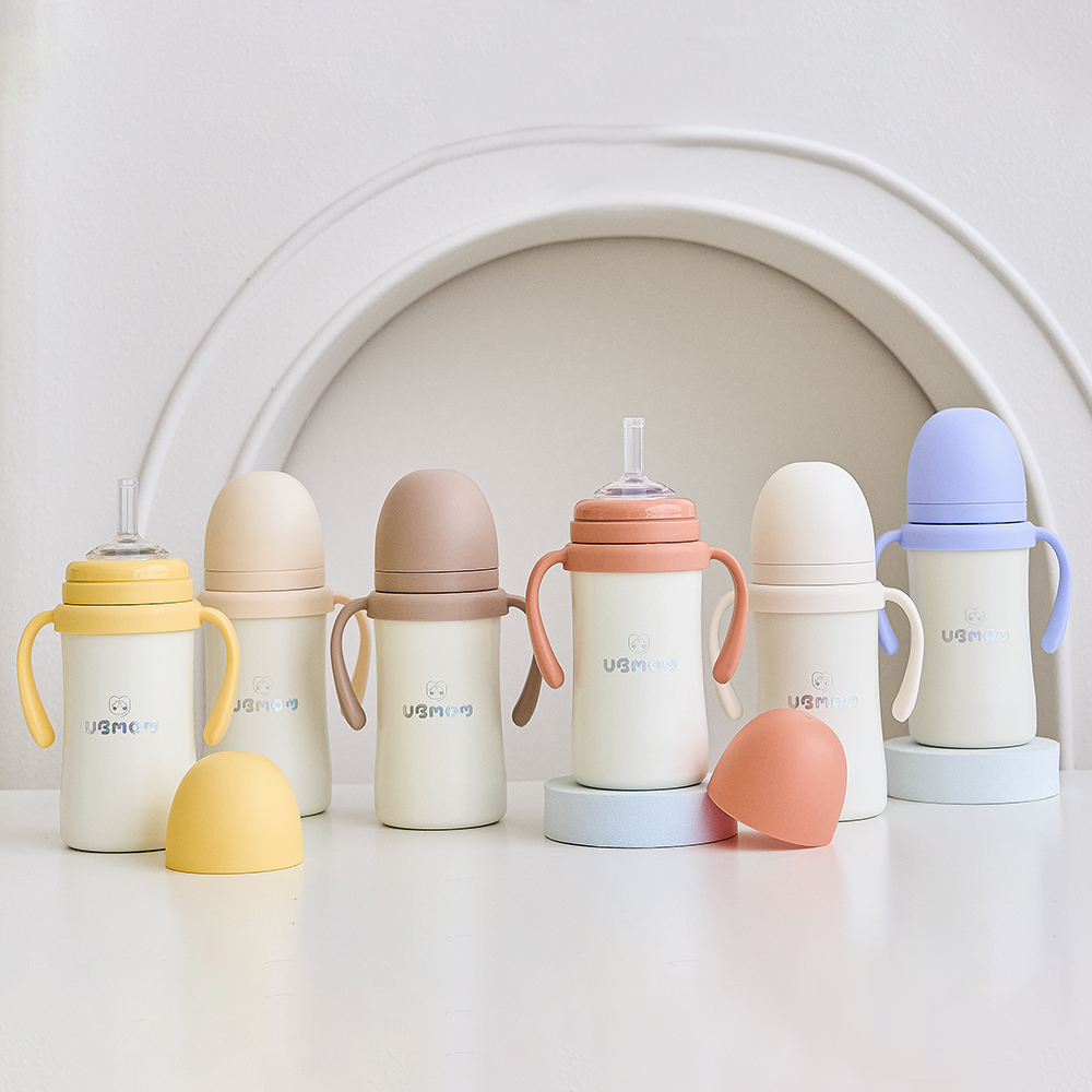 유비맘 1+1 시그니처 보온보냉 스테인리스 스텐 빨대컵 220ml 유아빨대컵 역류방지 샘방지 : 유비맘