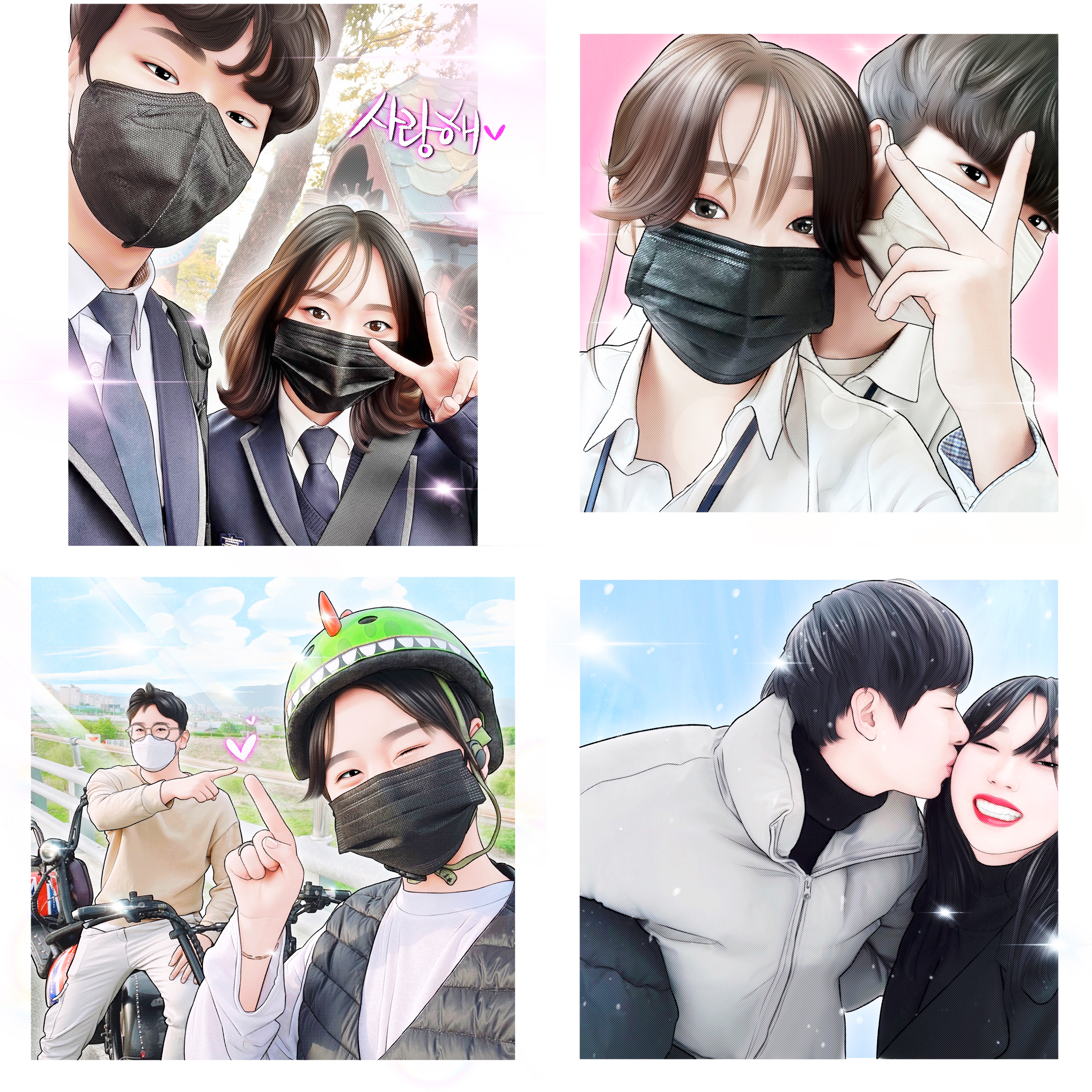 [릴캐리샵]팝아트 초상화 액자 커플 웨딩 캐리커쳐 여자친구 남자친구 생일 부모님 기념일 이벤트 선물 : 릴캐리아트