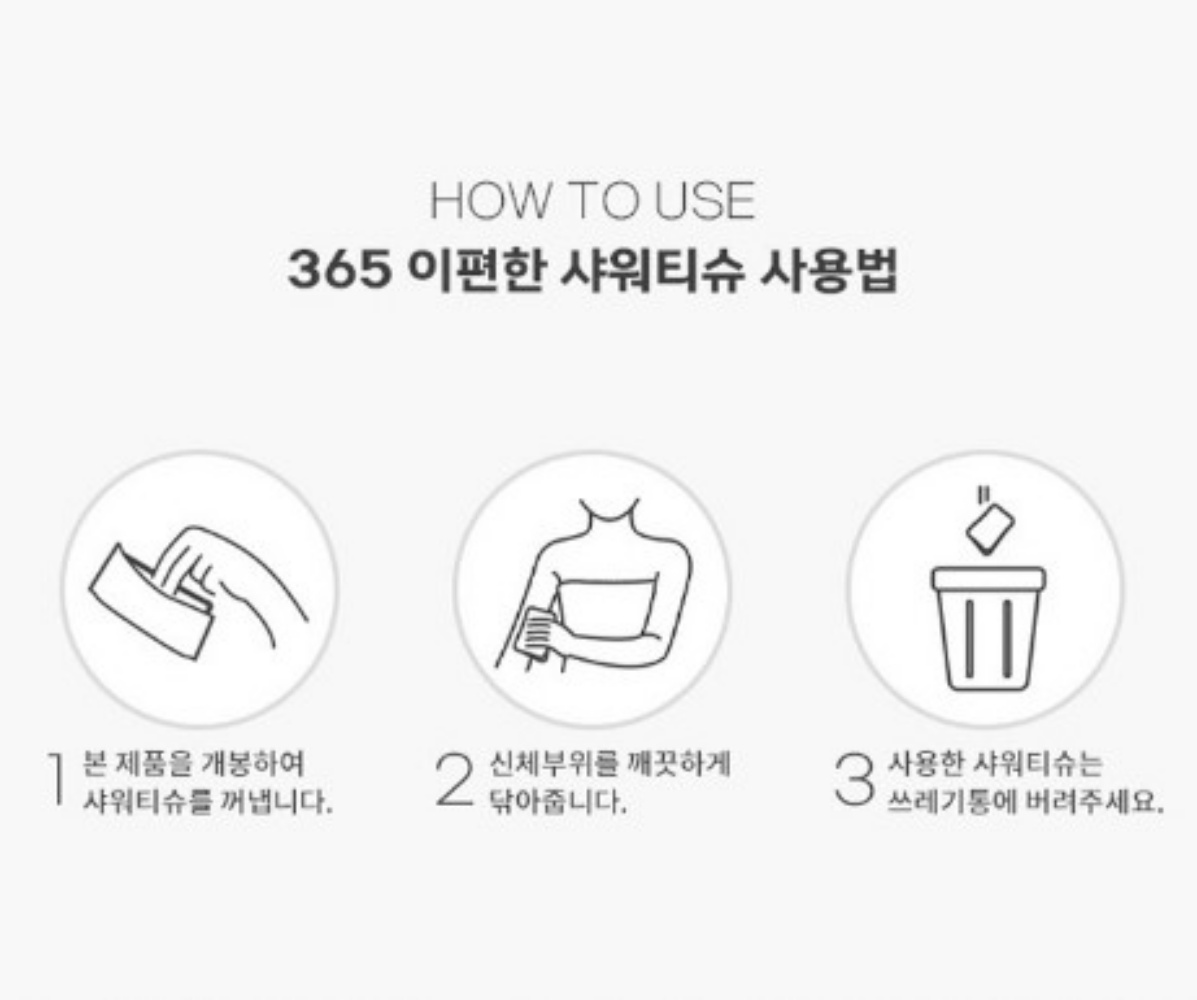 올인원 대형 바디 편한 물티슈 물없이 샤워 순면 두꺼운 샤워티슈 골프 캠핑 등산 1매 : 헤이 몰