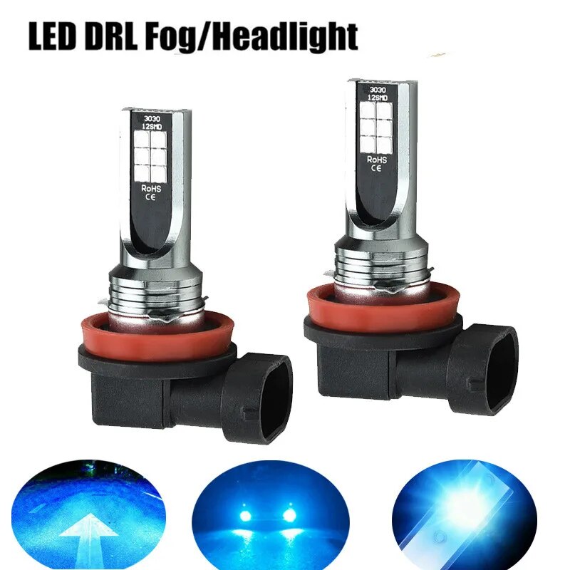 헤드라이트복원 H11 LED 110W 안개등 전구 8000K 블루 드라이빙 DRL 램프 박스 포함 방수 헤드램프 자동차 범용 액세서리 2 개 : 더알마켓