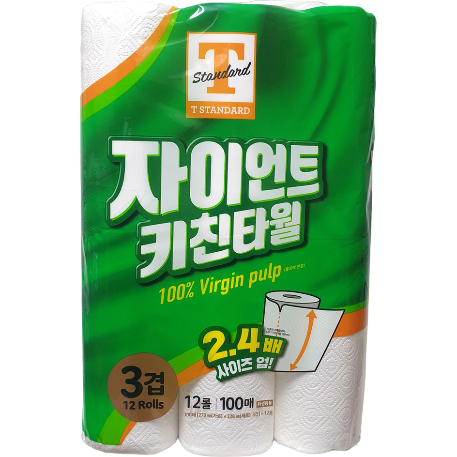 [트레이더스] 티스탠다드 자이언트 키친타월 100매 x 12롤 : 로씨네 슈퍼마트