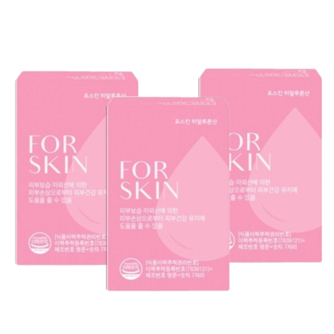 푸드올로지 포스킨 히알루론산 스킨밸런스 이너뷰티 피부 보습 물광피부 500mg x 60정 x 3박스 : 케이니크