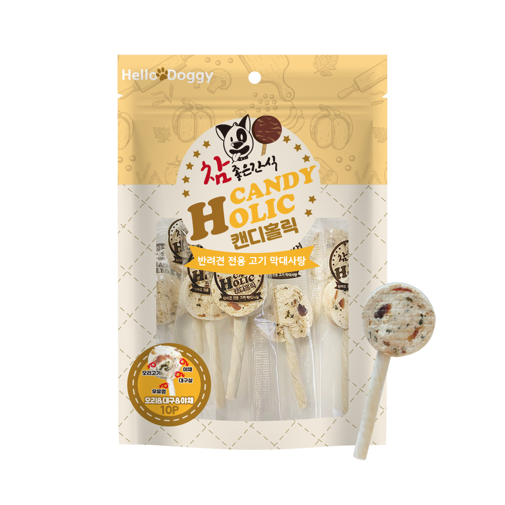 헬로도기 참좋은간식 캔디홀릭 오리+대구+야채 10p, 100g, 1개 : 펫 마트