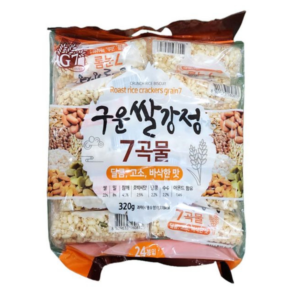 7곡물스낵 과자 스낵 구운쌀강정7곡물 곡물과자 320gX12개 구운쌀강정 옛날과자 : 서치플레이스4