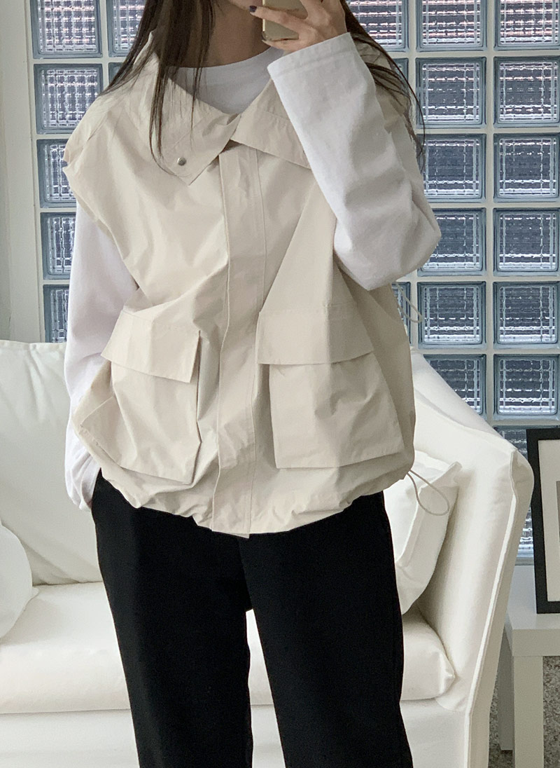 여성골프 바람막이 아노락 하이넥 카라 폴라 집업 베스트 골프조끼 : 레크레아