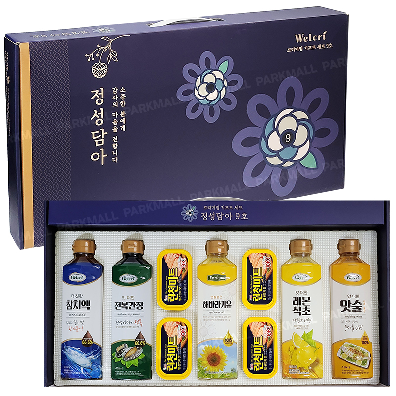 웰크리 정성담아 선물세트 9호 (참치액젓 전복간장 런천미트 맛술 해바라기유 레몬식초 추석 설 명절선물 직원선물) : 파크무역