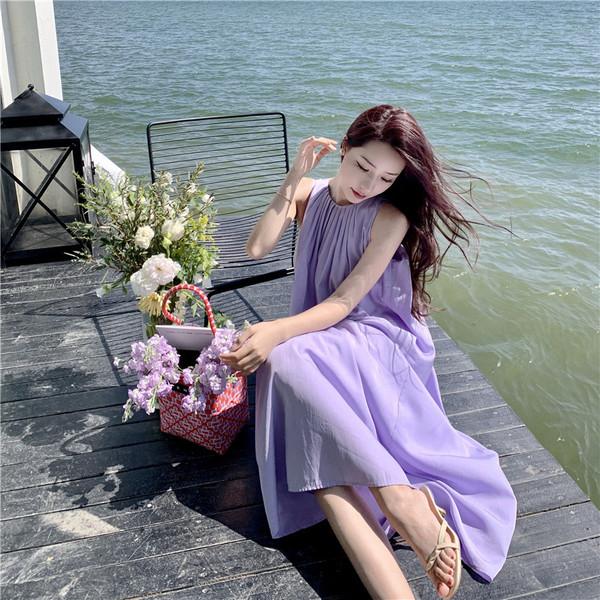 나시 퍼플 여성 롱 드레스 여자 원피스 긴 치마 여름 스커트 바캉스룩 휴양지 신혼 여행 : 쏘금마켓