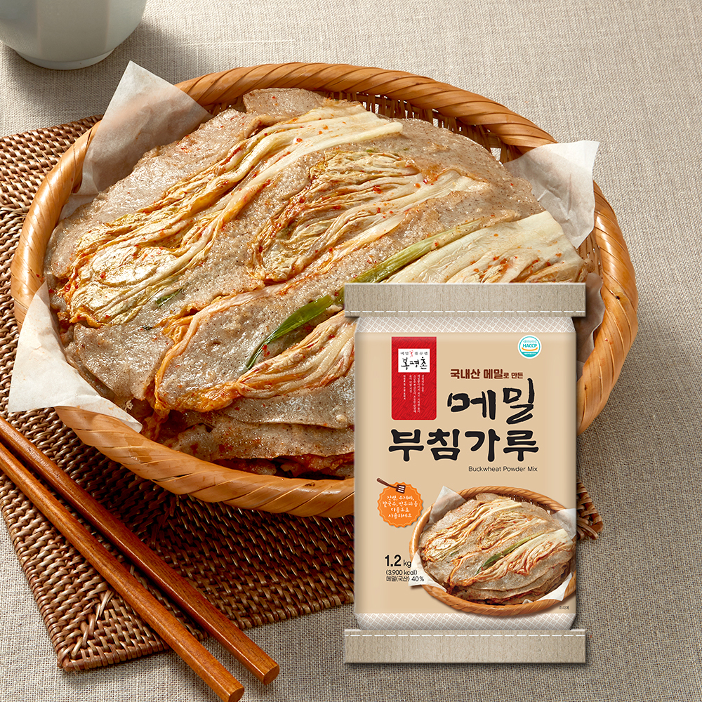 봉평촌 국내산 메밀로 만든 메밀부침가루 1.2kg : 봉평촌