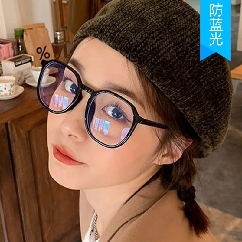 남자 대두 빅사이즈 오버사이즈 안경테 안경태 안경 여성용 블루 라이트 차단 컴퓨터 빅 사이즈 사각형 모양 유리 프레임 : 바른구매몰