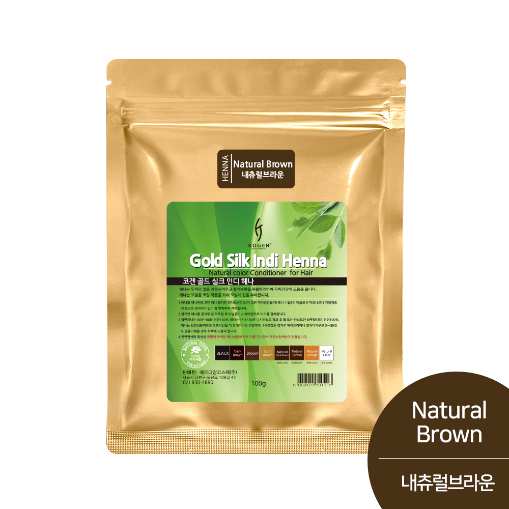 코겐 골드 실크 인디 헤나 염색약 100g 내츄럴브라운 : 홈앤살롱