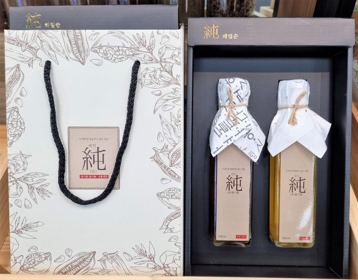 감사2호 - 국산참기름180ml+국산생들기름180ml : 영신곳간