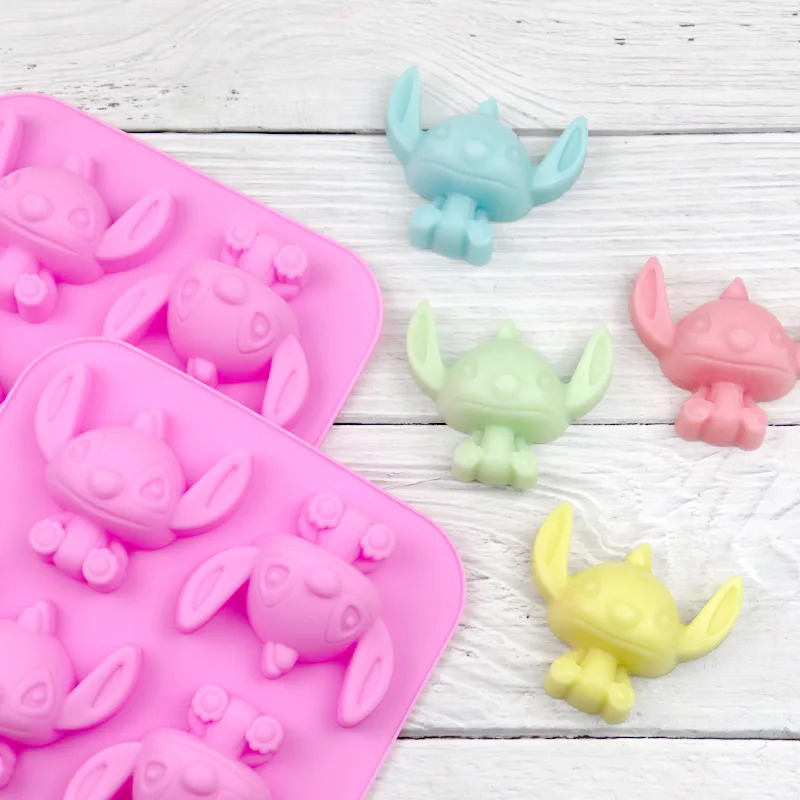디즈니 애니메이션 스티치 장난감 Lilo 실리콘 몰드 케이크 쿠키 도구 미키 인형 3D DIY 손 비누 초콜릿 쉬운 탈형 선물 : 다시올마트
