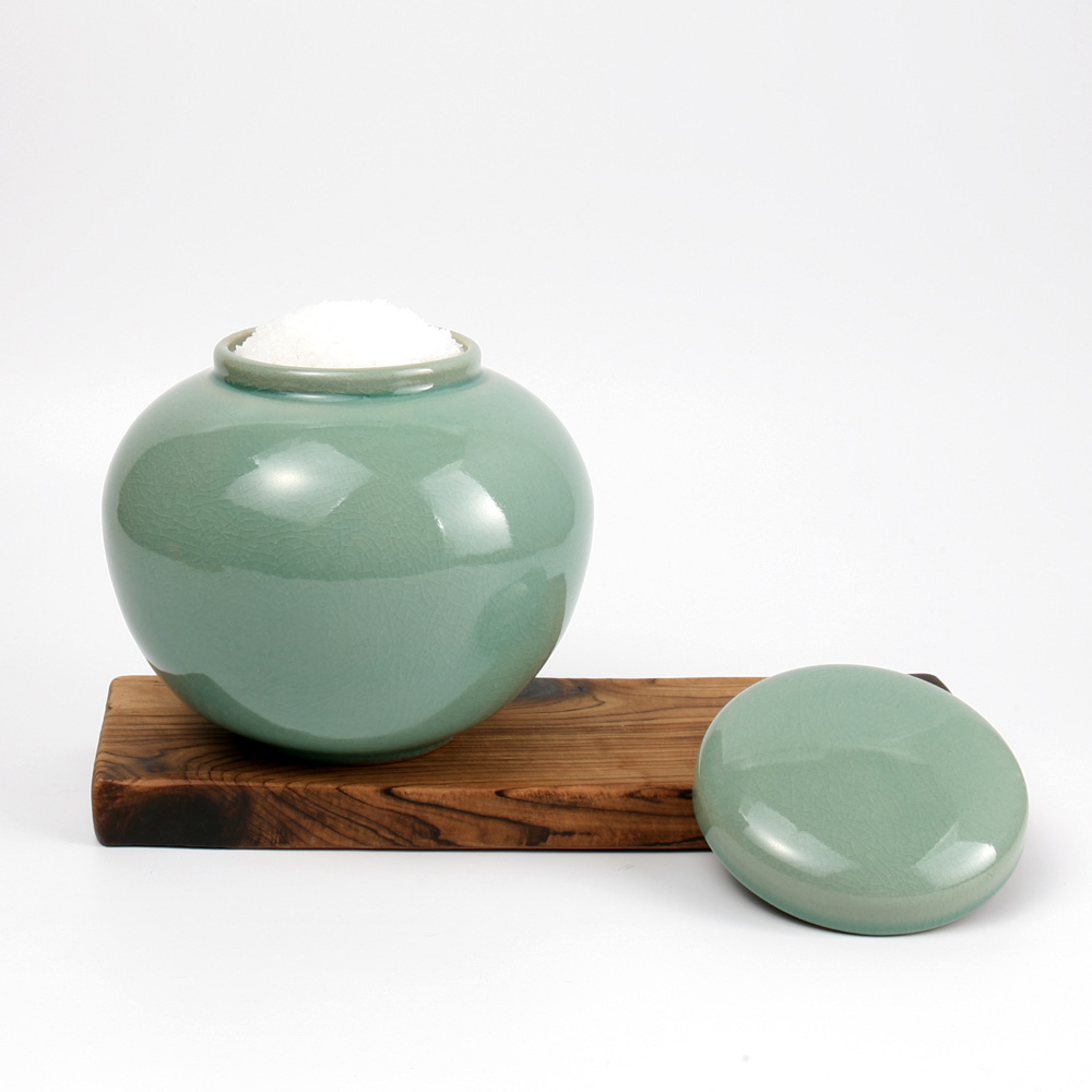 청자 달 항아리 2.4kg 현관 소금항아리 : 비채공방