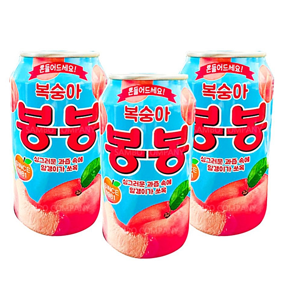 봉봉 과즙음료 해태 복숭아 340ml 3캔 복숭아봉봉 복숭아음료 : 수앤서마켓B