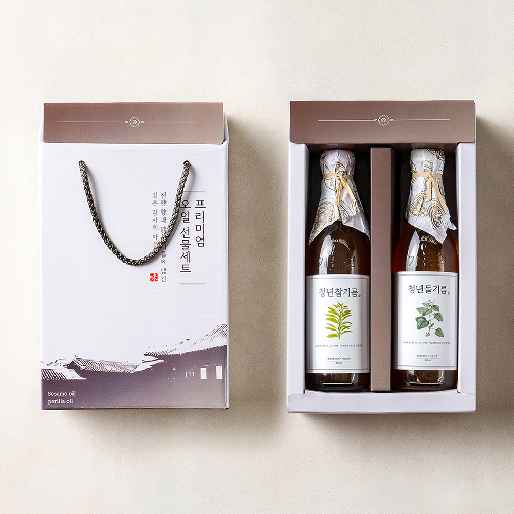 전라도청년 저온압착 100%통참깨 청년참기름180ml+참기름180ml 선물세트 : 전라도청년