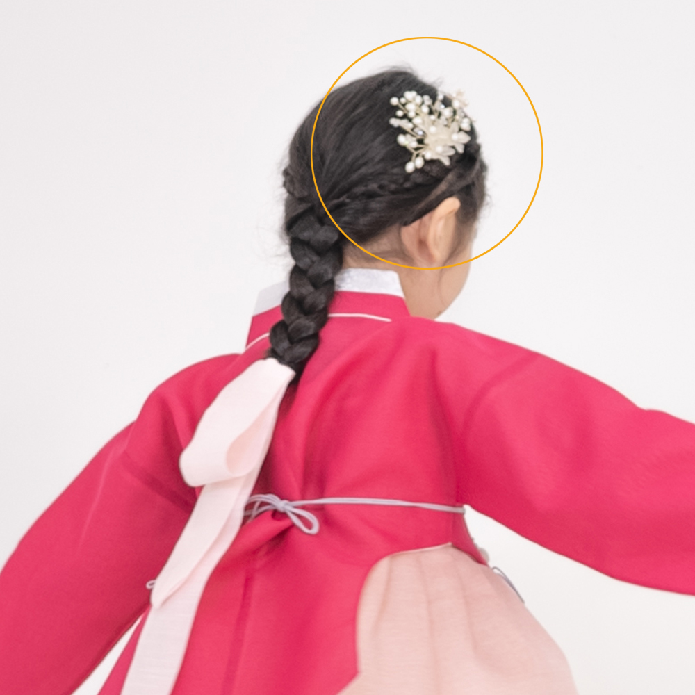 도라지꽃 헤어핀 브로치 여아한복머리장식 혼주올림머리장신구 : 아티한복
