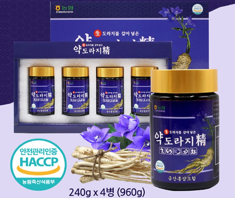 금산홍삼조합 약도라지정  240g 4병 100% 국내산 생도라지 : 디씨온스토어