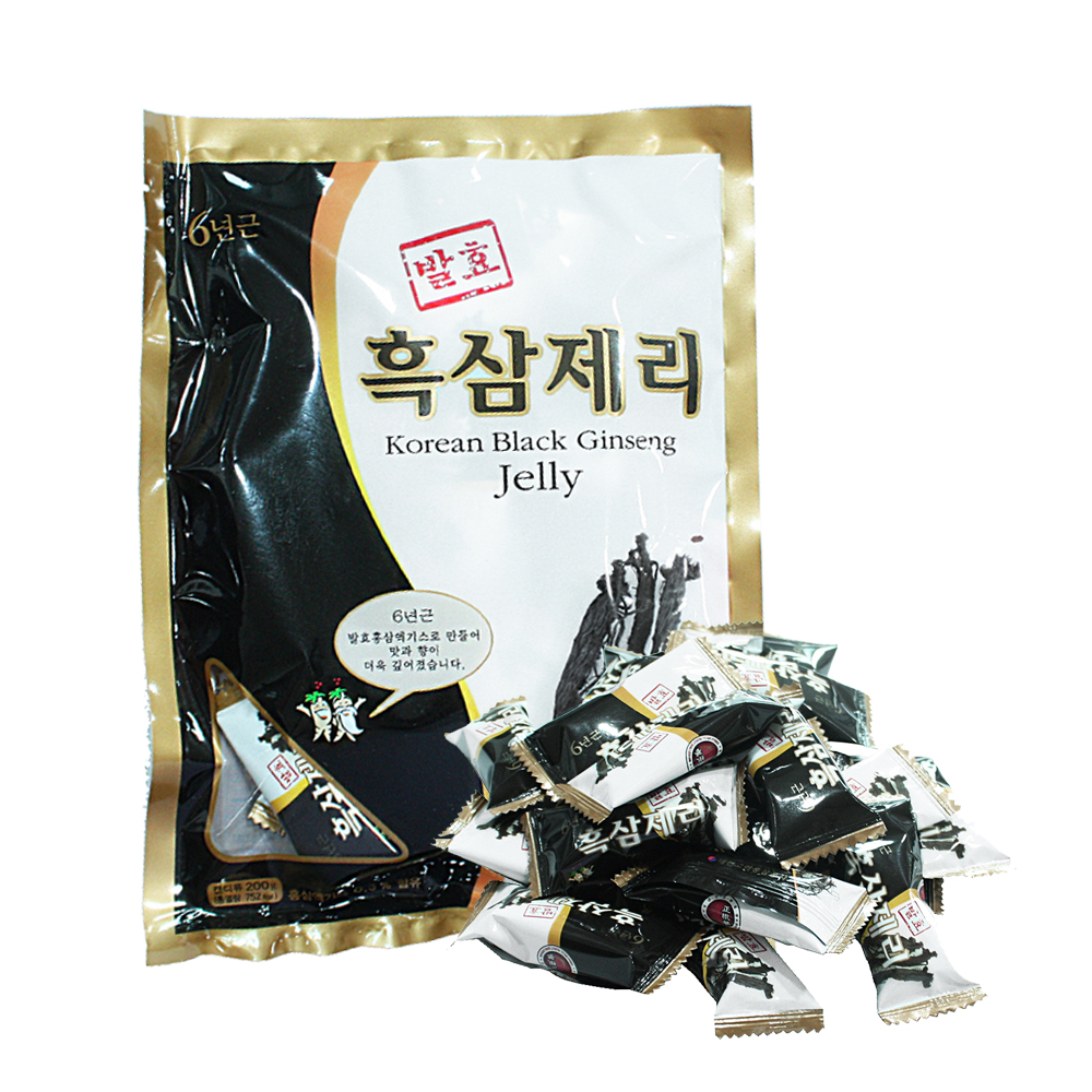 발효흑삼젤리 200g 홍삼 젤리 어르신 부모님 간식 사탕 군것질 건강젤리 : 제이제이오피스