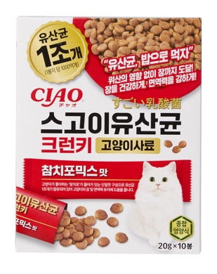 이나바 CIAO 챠오 스고이 유산균 1조마리 크런키 참치포믹스 20g 10봉 : 퐁당펫
