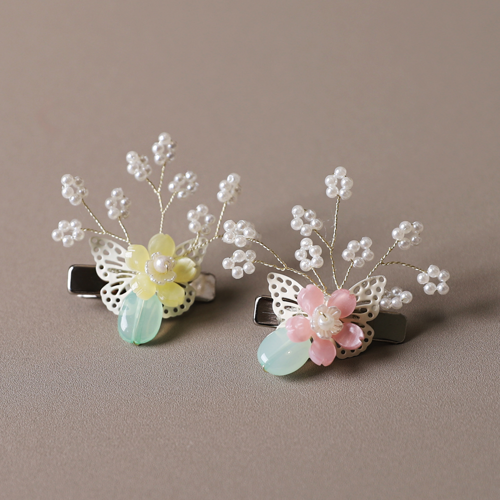 [꼬까한복] 꽃나비 머리핀 브로치 여아소품 악세사리 : 꼬까한복