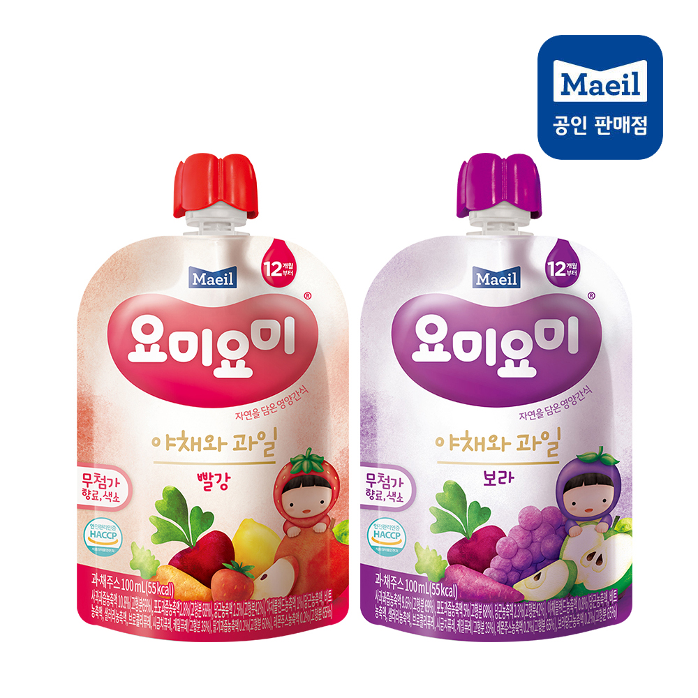 요미요미 야채와과일 100ml 혼합구성 빨강12+보라12(총24팩) 아이주스 쥬스 : 매일유업공식대리점