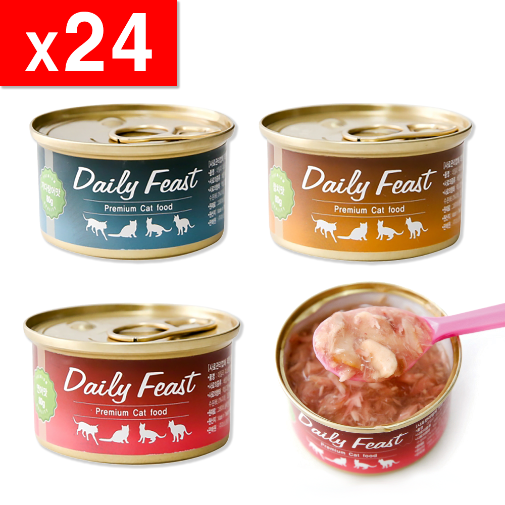 PD데일리피스트 프리미엄 캣 푸드 80g X 24개 길냥이 고양이 주식 습식 사료 보양식 : 러브펫츠