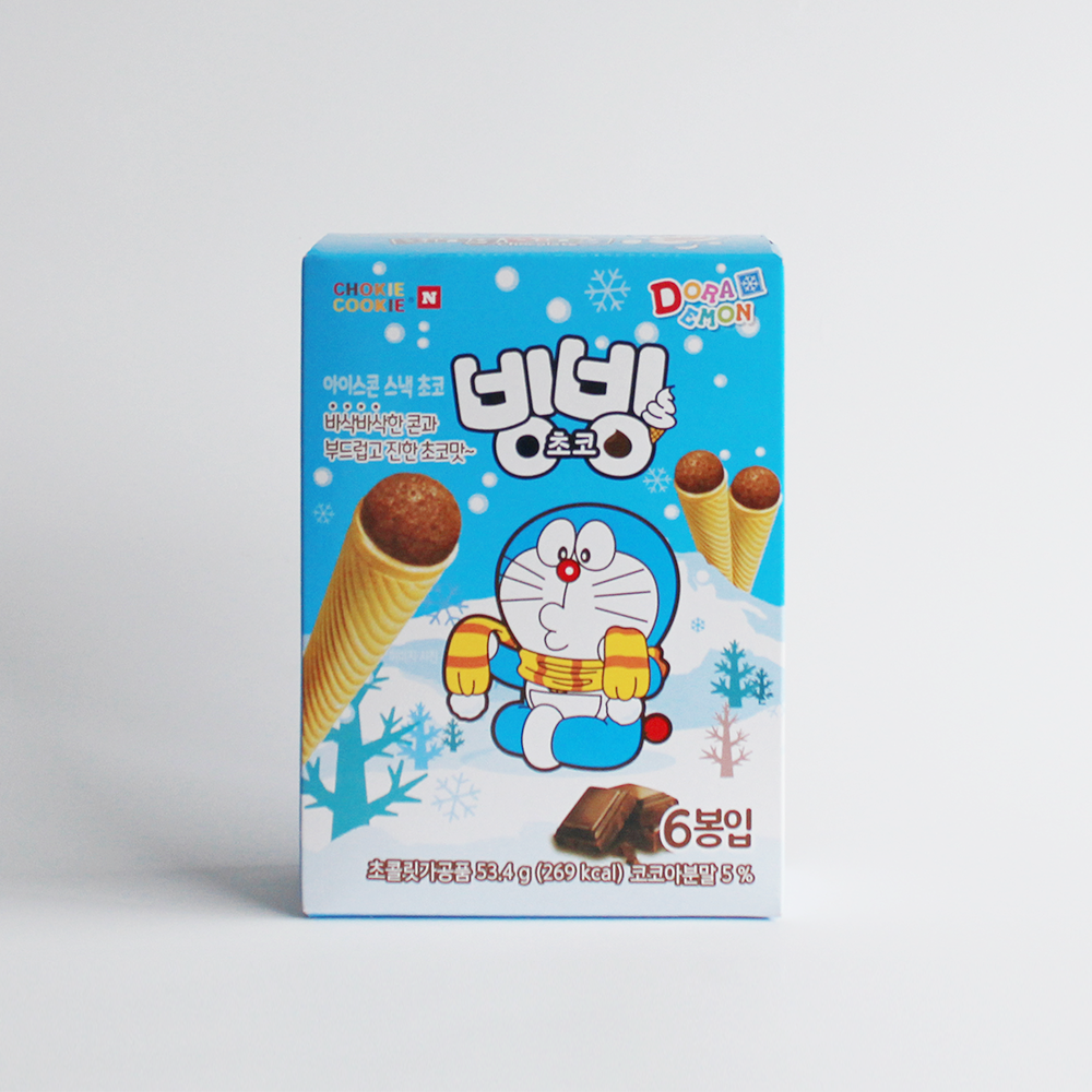 도라에몽 아이스콘 스낵 빙빙초코 53.4g : 초키앤쿠키