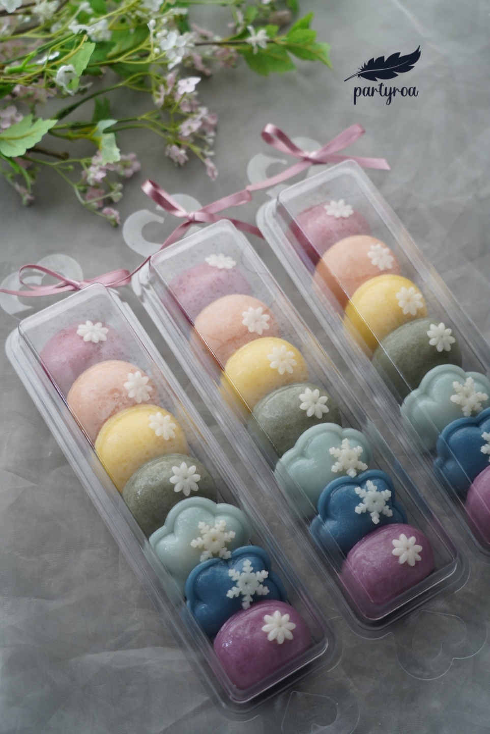 플라스틱 하트 손잡이 직사각 답례 바람떡 약과 화과자 케이스 40pcs : 파티로아