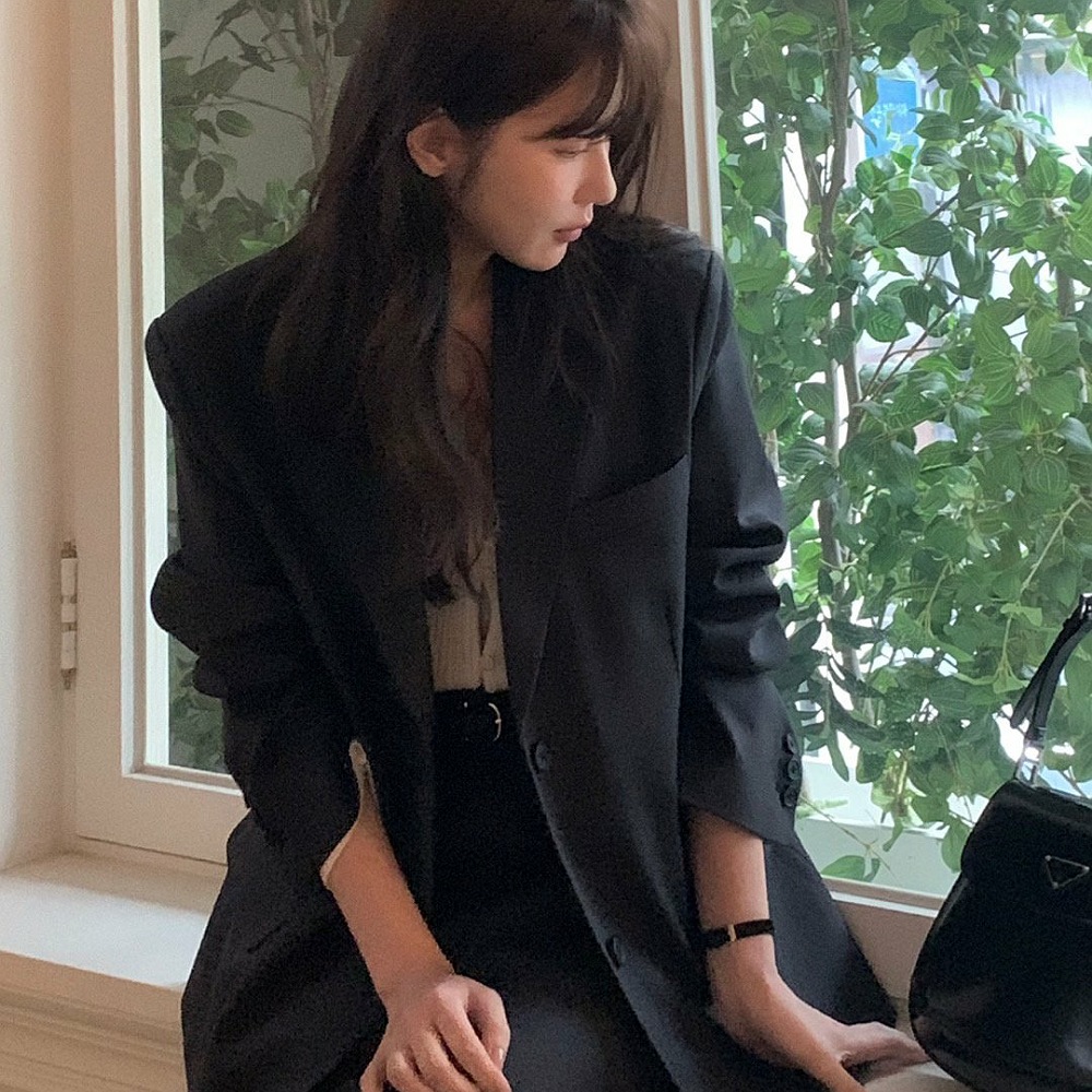 (타임세일)당일/ 베르가못 샌느 울 자켓 싱글 카라 루즈핏 jk (2col) : Not special