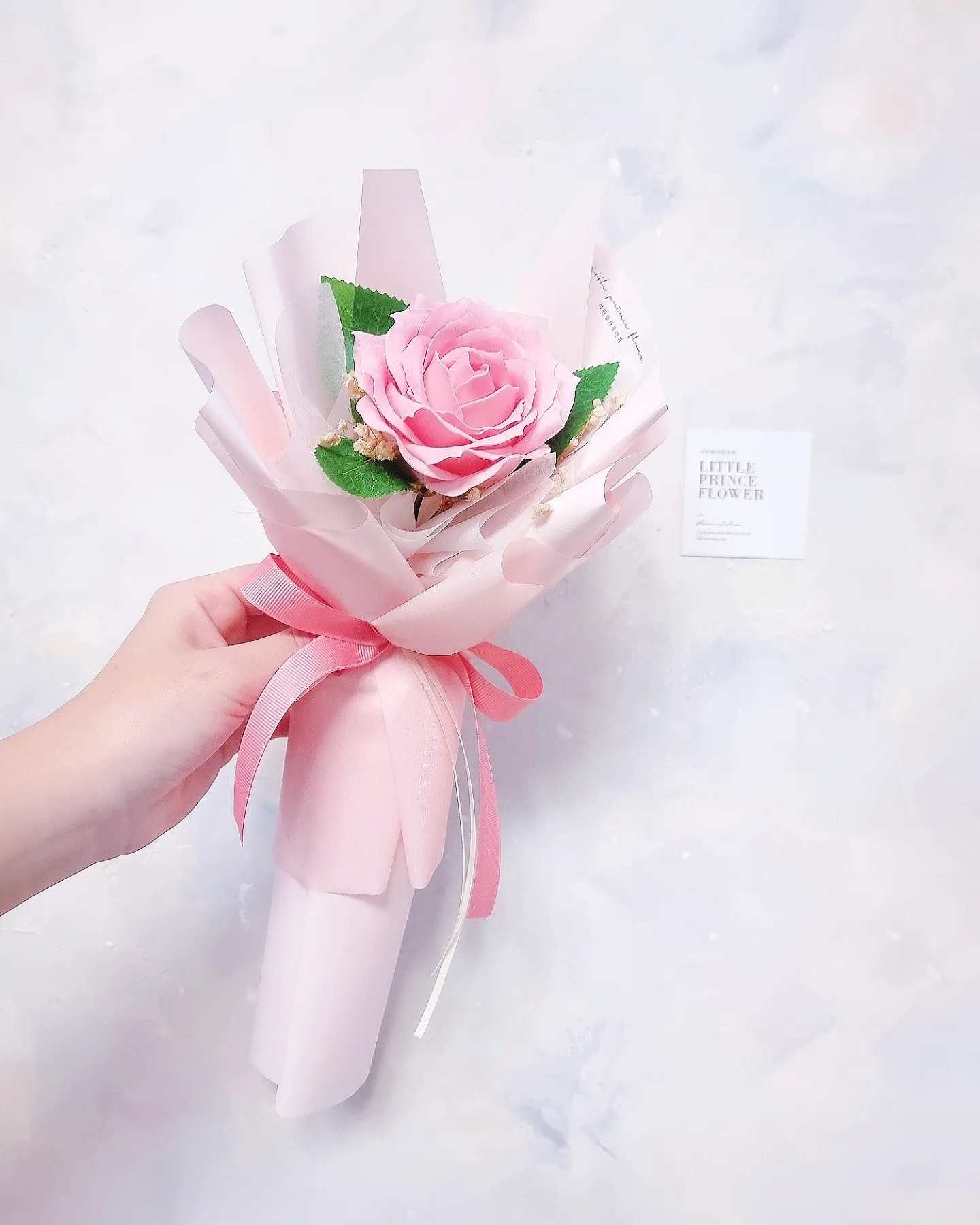핑크 퀸장미 한송이 비누꽃다발 단체꽃다발 행사꽃다발 : 어린왕자 플라워