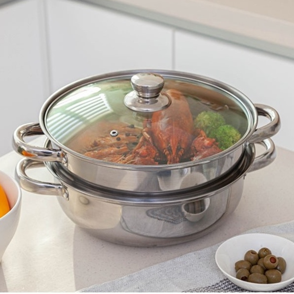 IH 인덕션 2단찜냄비 스텐냄비 찜솥 찜기 28cm : 플러스원
