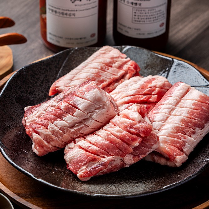 흙돼지 삼겹살 제주도 흑돼지 생갈비 뼈삼겹 1kg : 월정식품점