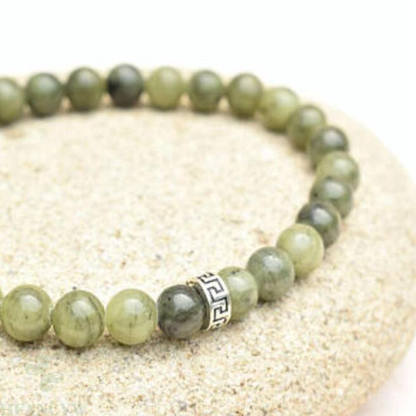 티베트 Peridot 원석 Mala 신축성 팔찌 실버 커프 남성용 축복 수제 기도 에너지 요가 레이키 7.5 인치 6mm : 해외톡톡마켓