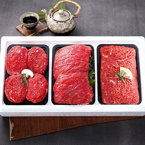 총체보리한우 냉장총체보리한우1등급이상 정육3호 선물세트(국거리500g+불고기500g+육전500g) -인증 : 하늘집