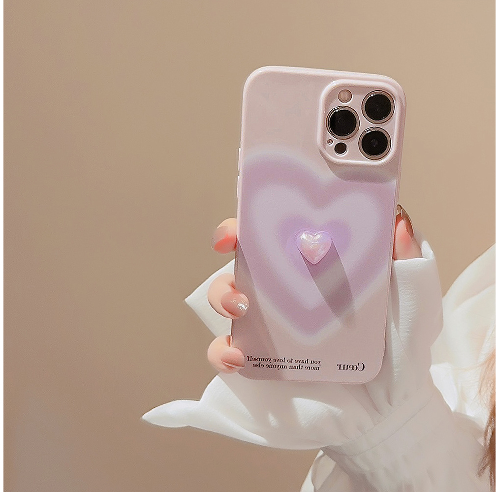 아이폰 그라데이션케이스 하트입체 아이폰15pro : 아주샵