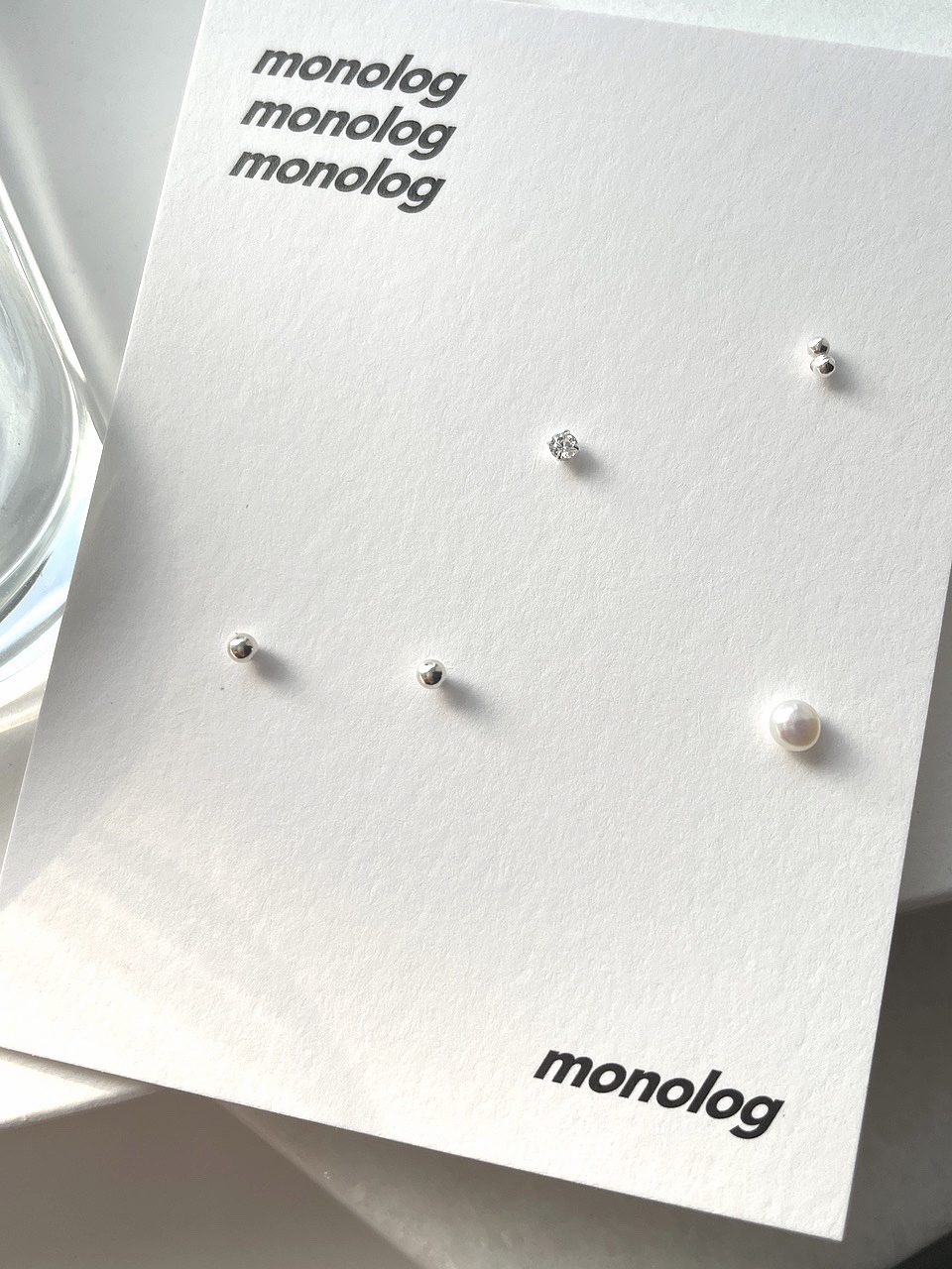 [모노로그] 미니 볼 담수진주 스터드 세트 귀걸이 : 모노로그.MONOLOG