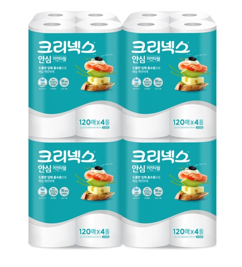 크리넥스 안심클래식 키친타올 120매 4롤4팩 : 멀티집